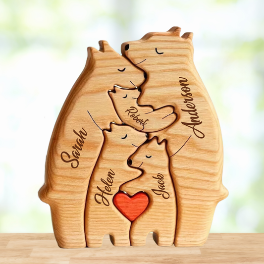 Wooden Bear Family Puzzle - Bear Name Puzzle Family Keepsake Gifts