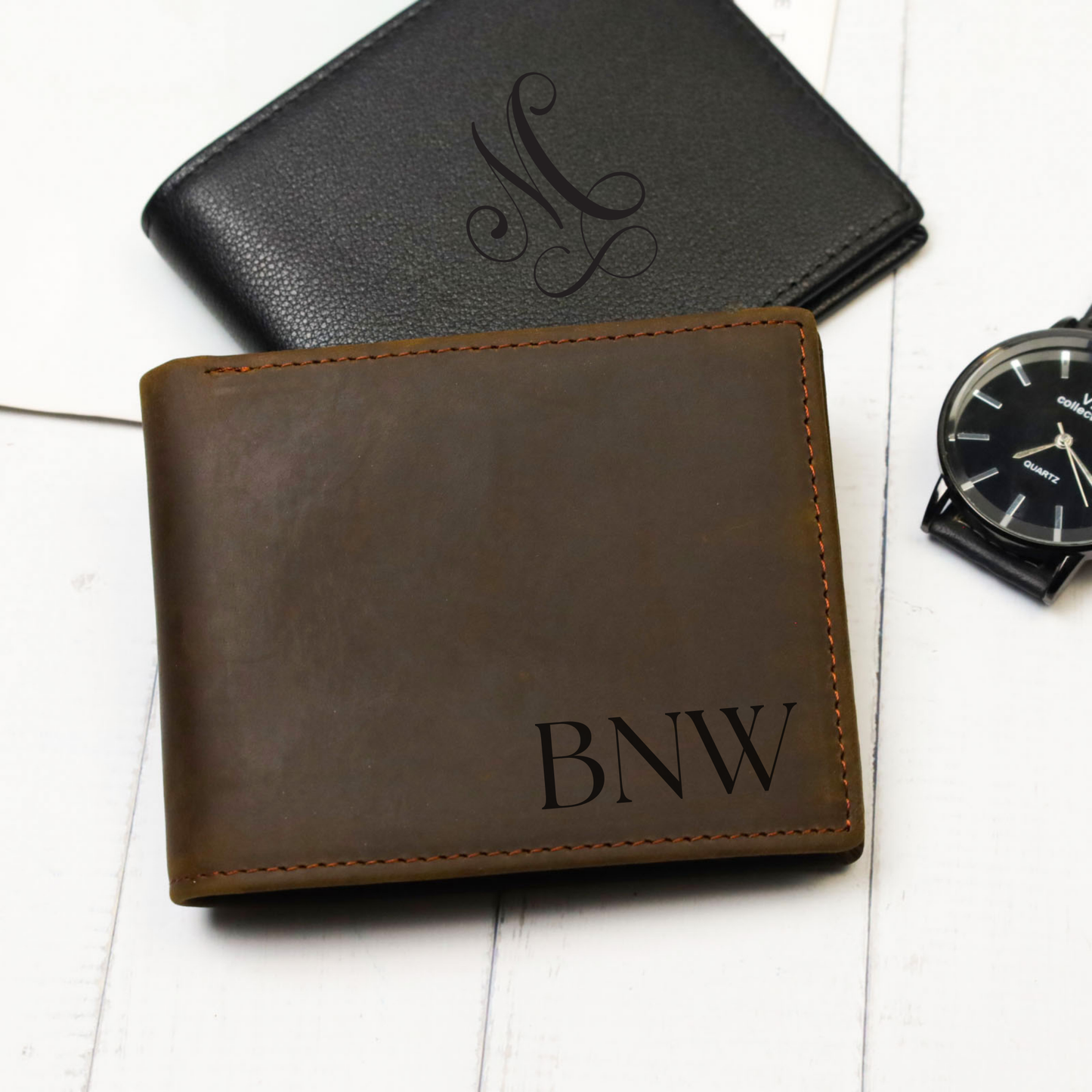 Personalized Leather Wallet for Men – Custom Engraved Gift for Him