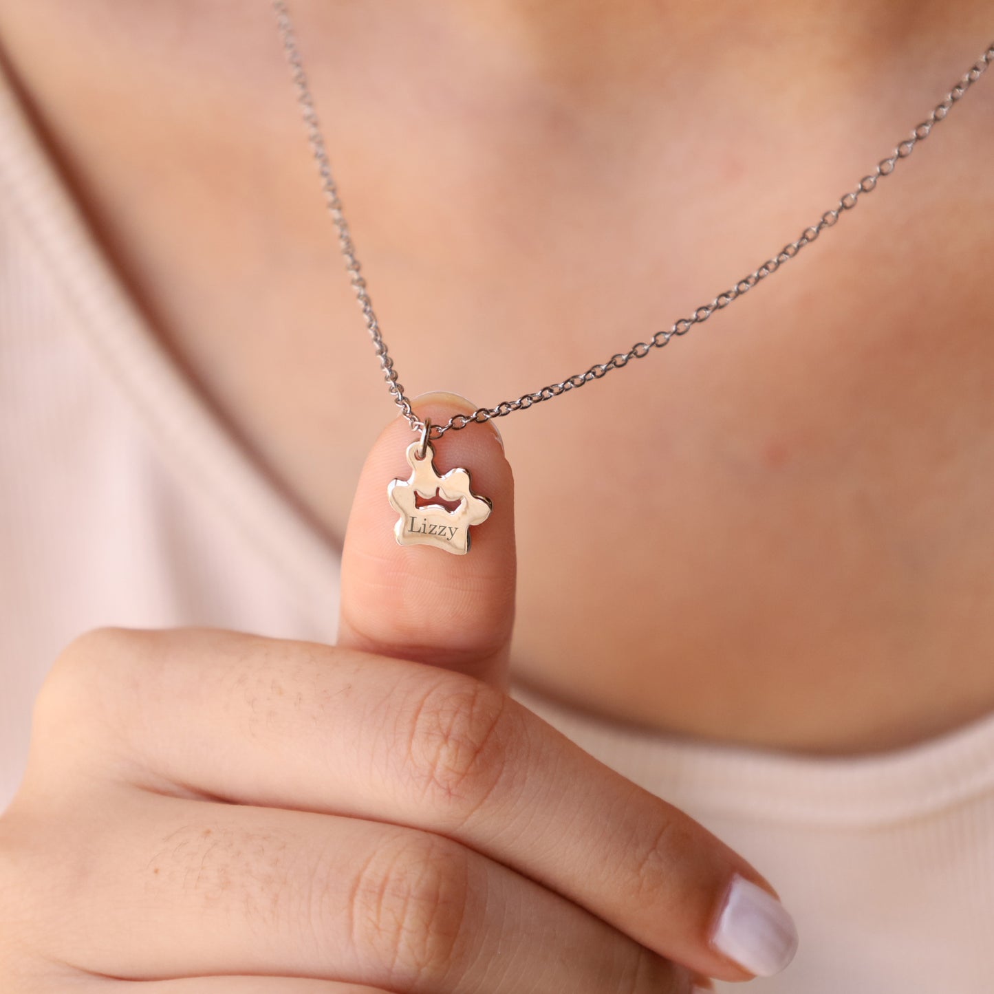 Paw Print Name Necklace - Pet Memorial Gift