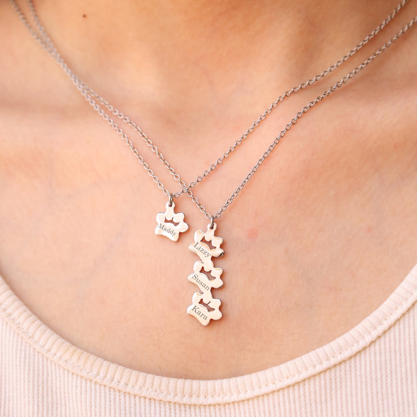 Paw Print Name Necklace - Pet Memorial Gift