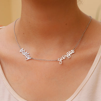 2 Name Necklace - Twin Mommy Necklace